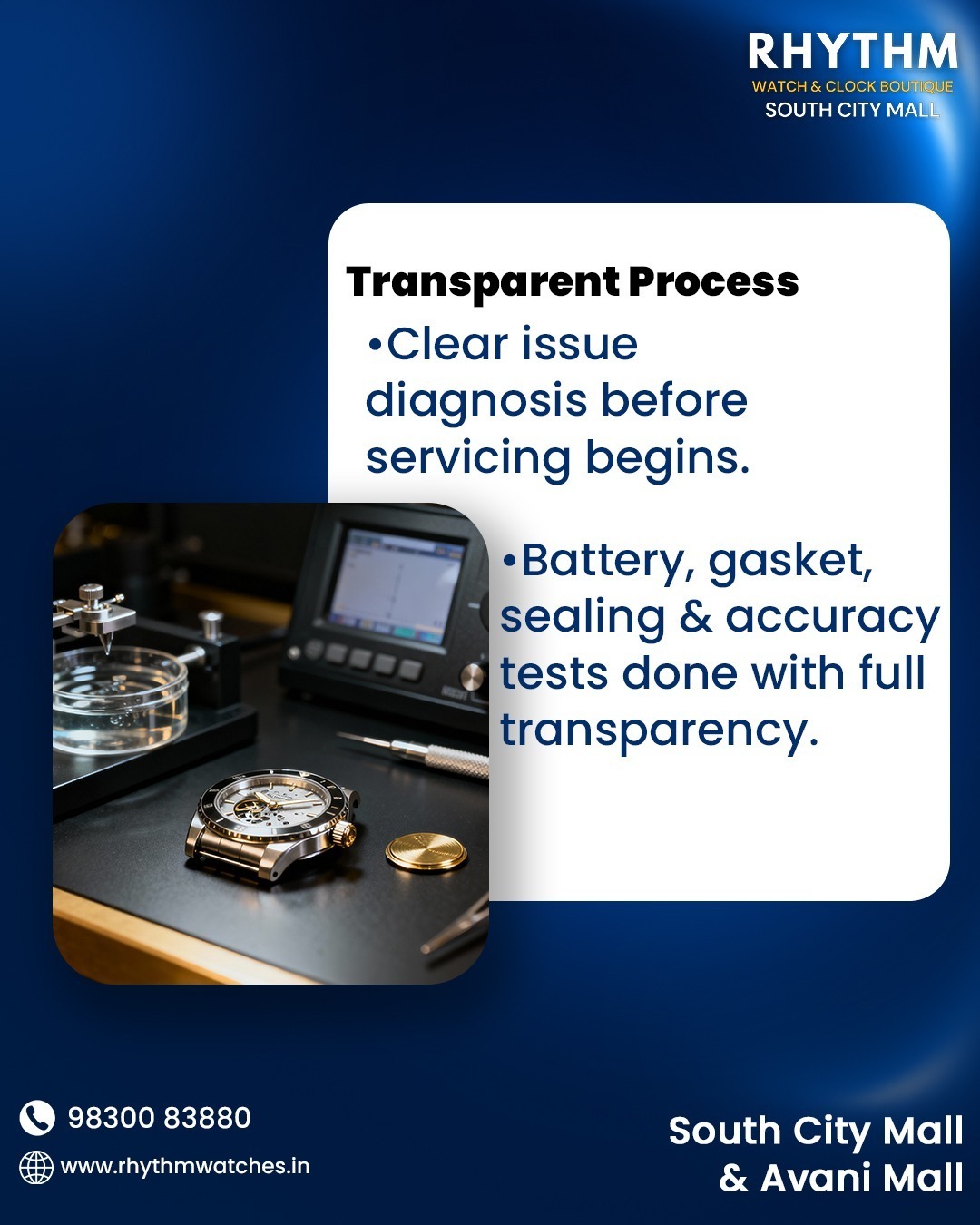 Ultrasonic cleaning of watch components during professional servicing
